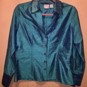 Blue Bayou Womens Medium Casual Wear Silk Blouse